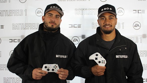 Cronulla Sharks players Jack Bird and Ricky Leutele face off on X-Box One.