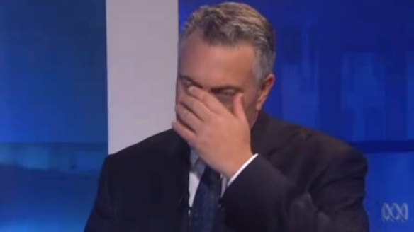 Sarah Ferguson interviews Treasurer Joe Hockey on <i>7.30</i> on budget night.