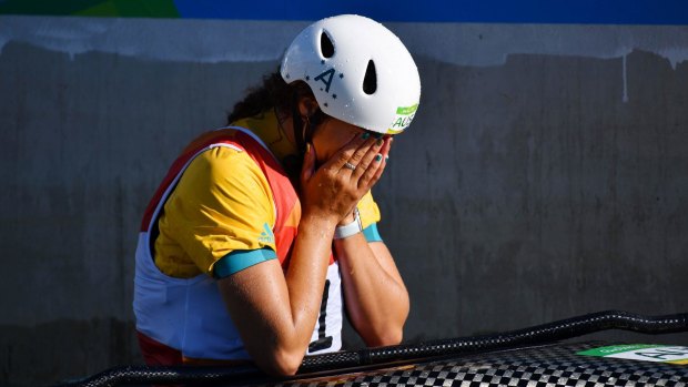 Third: Jessica Fox reacts after winning bronze.