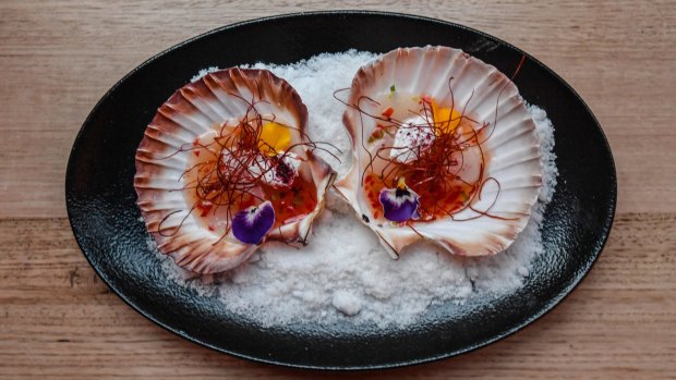 Scallops with coconut, chilli and lime.