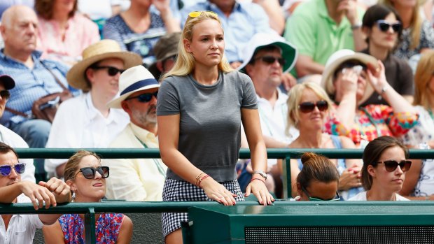 Kyrgios slur: Donna Vekic watches Stan Wawrinka in action at Wimbledon.