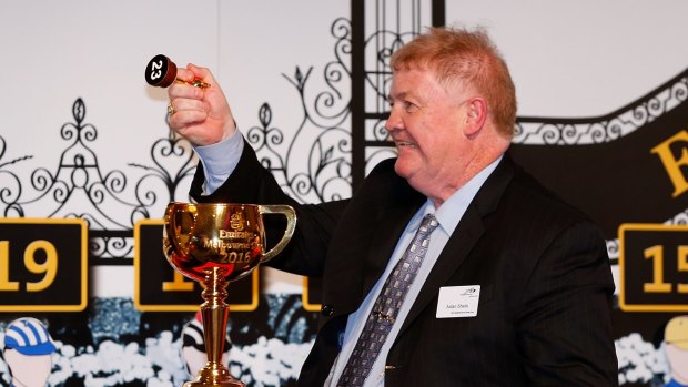 Here for craic: Aidan Shiels at the Melbourne Cup barrier draw.