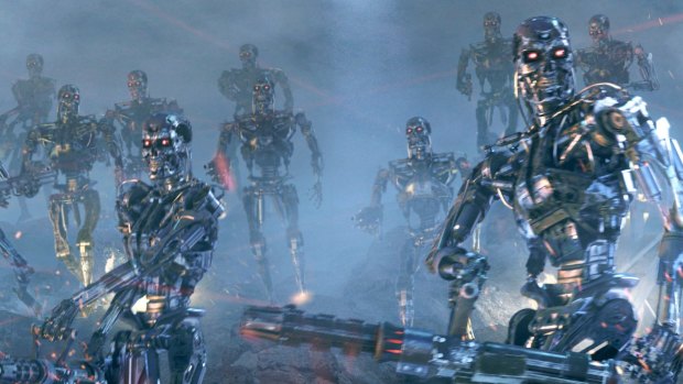 A scene from <i>Terminator 3: Rise of the Machines</i>, in which artificial intelligence successfully provokes a war of mass destruction.