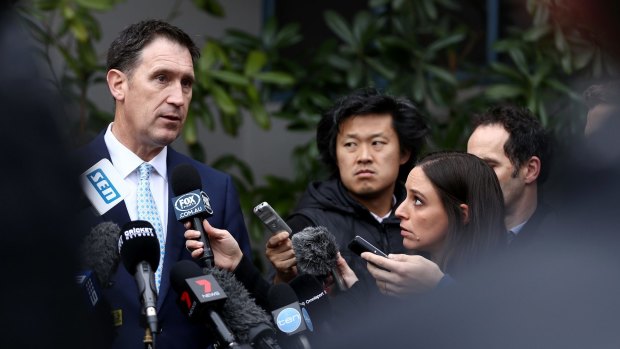 Cricket Australia CEO James Sutherland addresses the media on Thursday in Melbourne. 