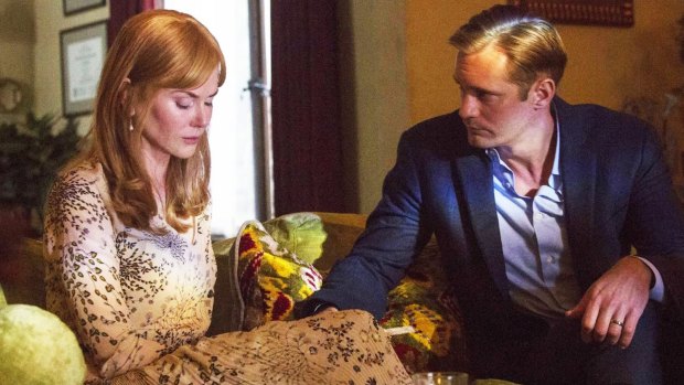 Nicole Kidman with her on-screen husband (Alexander Skarsgard) in Big Little Lies.