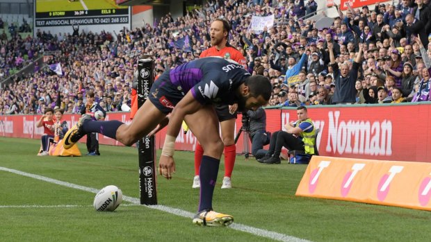 Not referred: Josh Addo-Carr scores the controversial try.