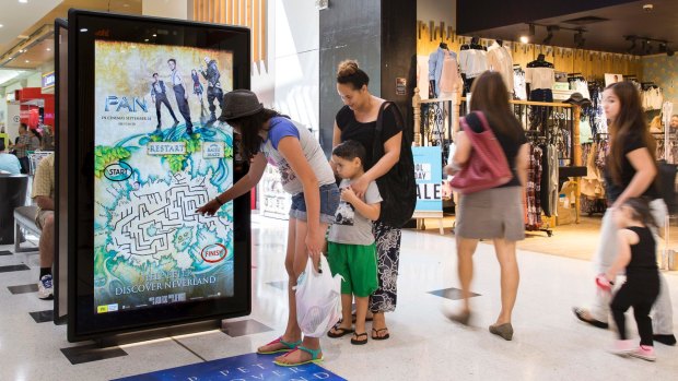 Village Roadshow used the panels for a campaign around the film Pan where shoppers can work their way through a maze using touch.