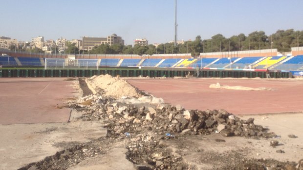 Pipleine: Construction works taking place at the Amman International Stadium.