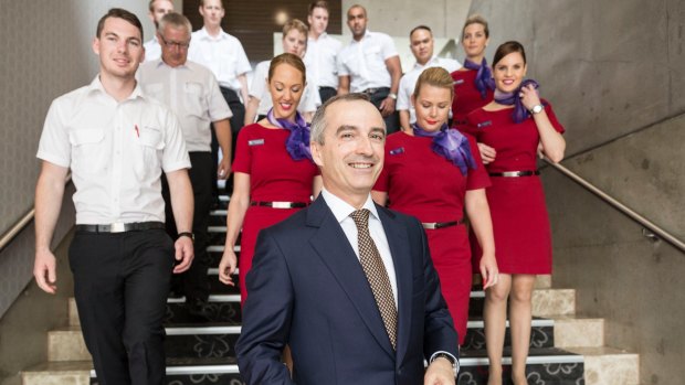 CEO John Borghetti with staff at the Virgin Australia AGM this month.