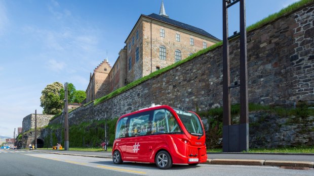 Driverless electric buses in Oslo.