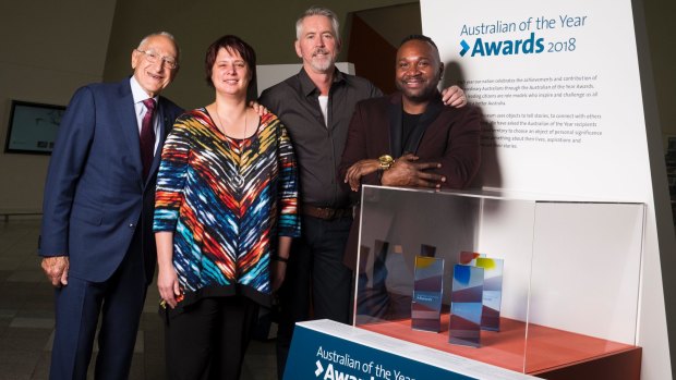 The winners of the Australian of the Year awards from each state and territory, including Professor David David (South Australia), Bo Remenyi (Northern Territory), Scott Rankin (Tasmania), and Dion Devow (ACT) chose objects that mean something to them for the exhibition.