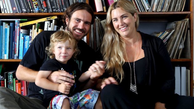 Rome Torti with his wife Rachel and two-year-old son Ryder at their home in Miami on the Gold Coast.