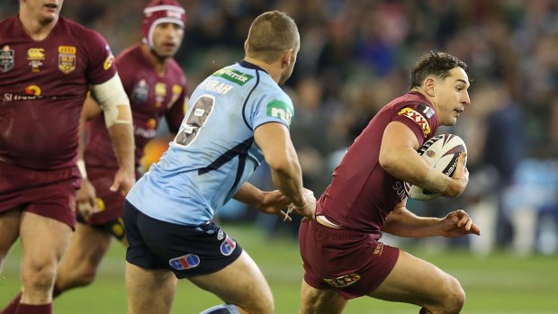 Feeling at home: Billy Slater of the Maroons.