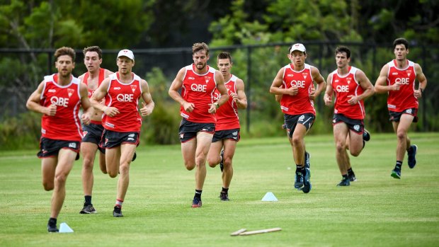 Young blokes: Young Swans are working harder at pre-season training than the core group of veterans.