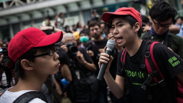 Student protest leaders Joshua Wong and Lester Shum.