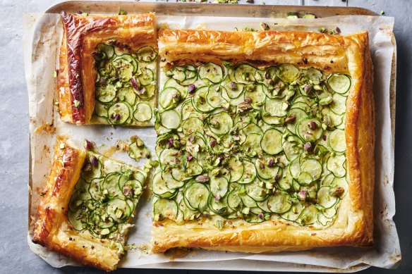 This zucchini tart is easy and cheesy.