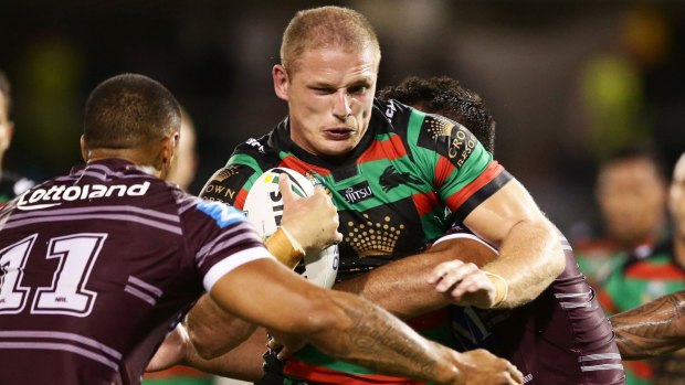 Crucial figure: George Burgess puts in a strong showing for Souths in their trial against Manly at Campbelltown Stadium.
