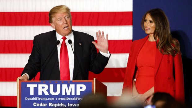Republican frontrunner Donald Trump with his wife Melania Trump. 