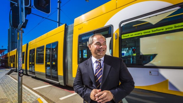 Gold Coast mayor Tom Tate promises $55 million over three years to stage two of Gold Coast light rail.