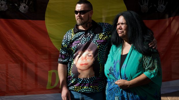 Muriel Walker-Craig, the mother of Bowraville victim Colleen Walker-Craig, is comforted by Greg Simmonds.