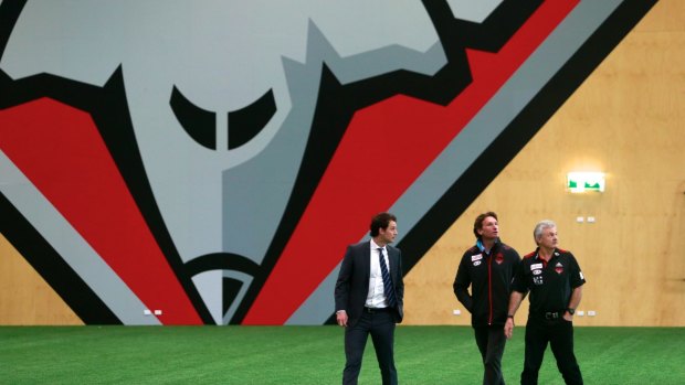 Xavier Campbell (left) with James Hird and Neil Craig.