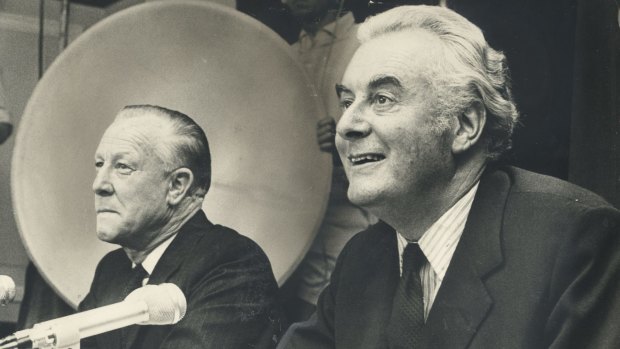 Gough Whitlam, right, after he was sworn in to office in 1972. He moved quickly to centralise power in his office and department.