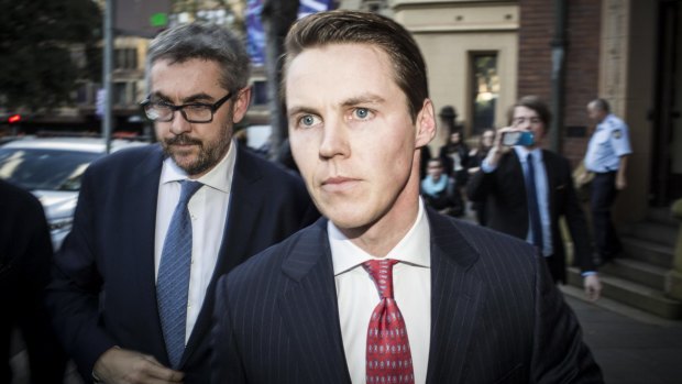 Oliver Curtis departs after a Supreme Court jury found him guilty of insider trading.