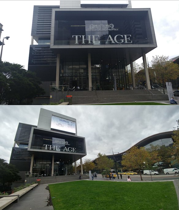 Photographs taken with the G5's regular megapixel camera, top, and the 8MP wide angle lens, bottom.