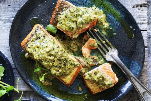 Neil Perry's pan-roasted ocean trout with curry butter.