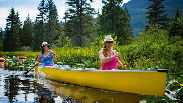 Take a kayak on a lake.