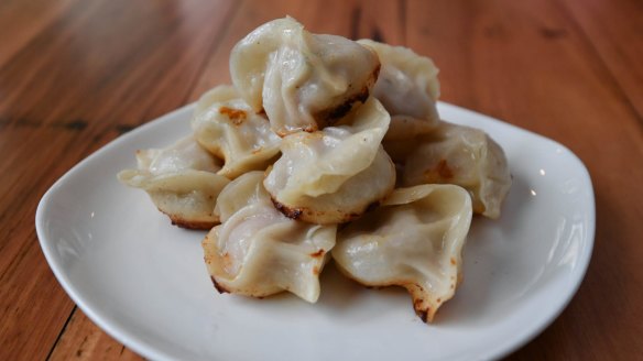 Pan-fried pork dumplings at Shanghai Street in Melbourne.