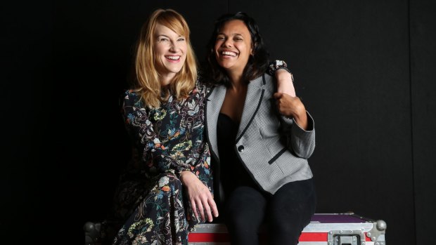 Actresses Kate Mulvany and Miranda Tapsell in modern Australian version of a classic Moliere comedy called <i>The Literati</i>.