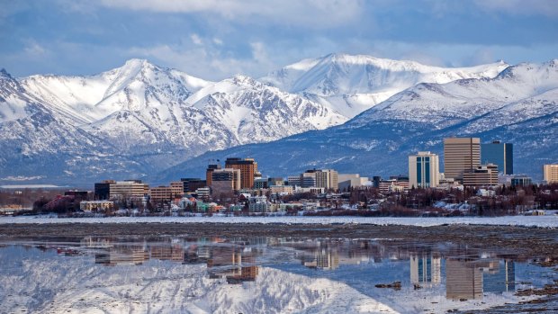 Anchorage, Alaska, and it's stunning backdrop.
