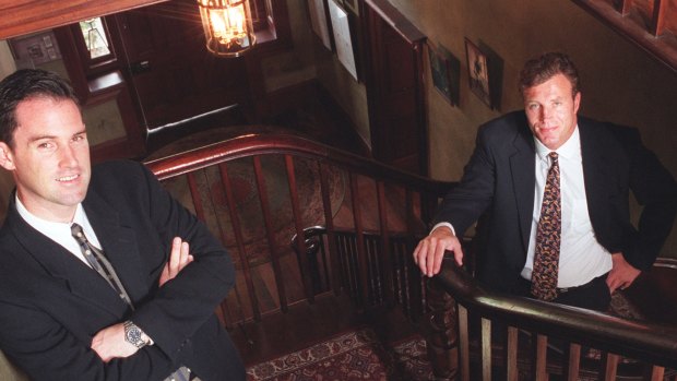 John McGrath (left) and James Dack at the offices of McGrath in 1997.