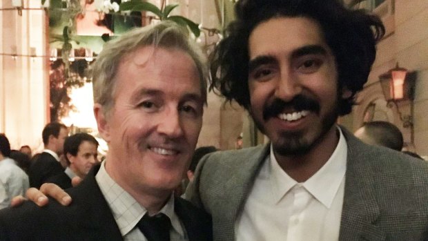 Lion screenwriter Luke Davies with Dev Patel, who played Saroo Brierley in the film.