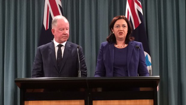 Commissioner Michael Byrne, with Premier Annastacia Palaszczuk, said a focus on bikies had allowed other crime to flourish.