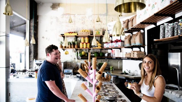 Inside Pidapipo's gelato store in Carlton.