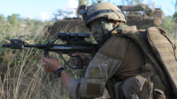 A New Zealand Army soldier prepares to take aim during a training exercise in 
Townsville in 2014.