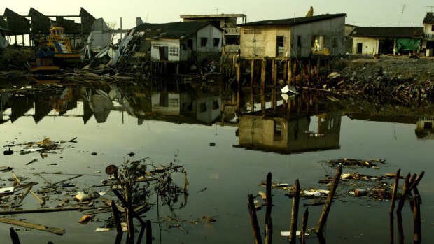 Hard hit: Nam Khem village in Thailand, after it was devastated by the tsunami.