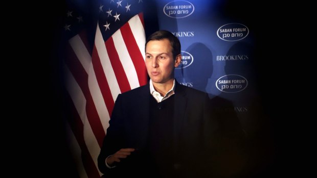 Jared Kushner, speaking at the Brookings Saban Forum in Washington, is the government's chief negotiator for brokering a Middle East peace agreement.