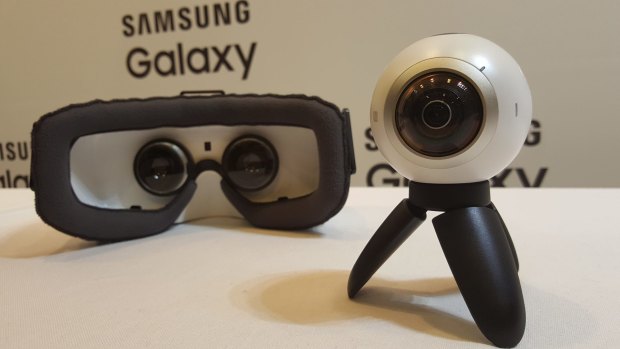 Samsung's Gear 360 camera, right, is coming to Australia 'soon'.