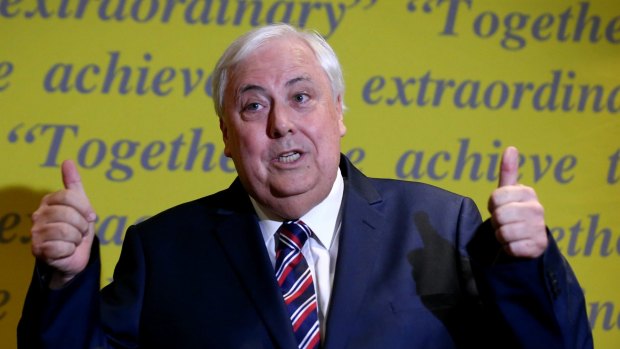 Clive Palmer addresses the media at a press conference on the High Court challenge in November.