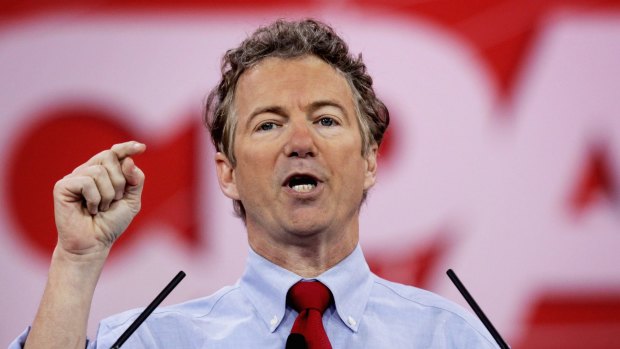 Potential presidential candidate Senator Rand Paul addresses the Conservative Political Action Conference.