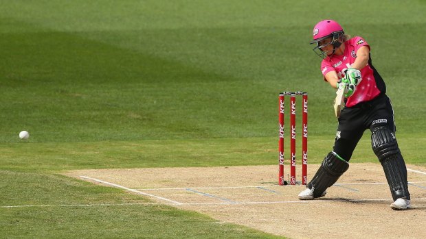 Big hitting: Alyssa Healy smashed 32 off 22 balls as the Sixers cruised into the WBBL final.