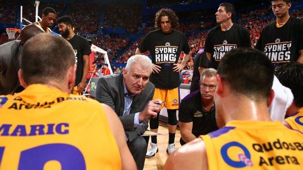 Timeout: Andrew Gaze rallies the Kings at Perth Arena.