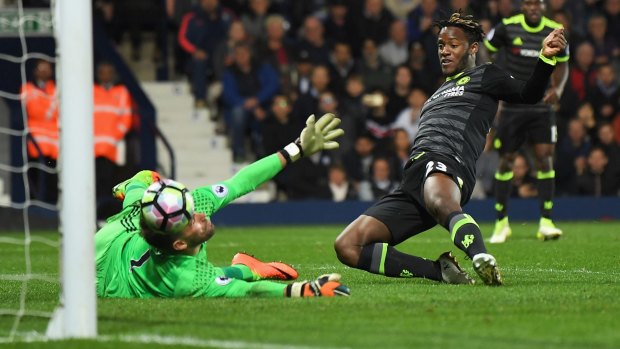 Michy Batshuayi scores the goal that secured the title for Chelsea.
