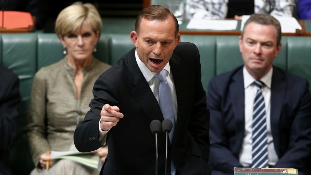 On the attack: Prime Minister Tony Abbott in Parliament on Tuesday.