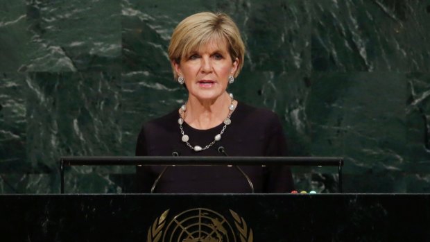 Foreign Minister Julie Bishop addresses the United Nations General Assembly in New York.