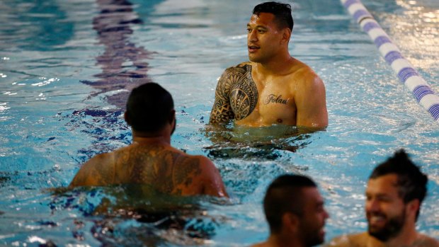 Israel Folau during a team recovery session in London on Sunday.