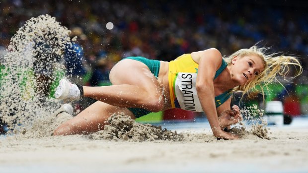 Brooke Stratton of Australia competes during the Women's Long Jump Qualifying Round. 